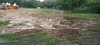 An area previously dug out for an artificial pond has been filled in, with a large amount of debris and solid waste still scattered around the site thumbnail